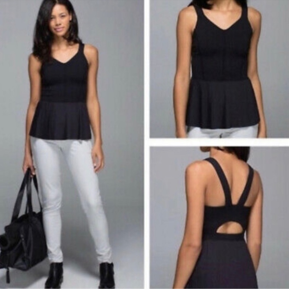 Lululemon City Tank Black Ruffled Athletic Tank Athleisure tennis golf Yoga 4